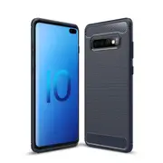 MCC Slim Samsung Galaxy S10+ Plus Carbon Fibre Soft Carbon Case Cover G975 [Dark Blue]