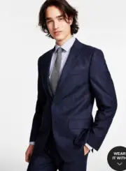 Calvin Klein Men’s X Slim Fit Wool Separate Jacket-Navy Plaid -36Reg-New $450