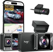 Hugolog 3 Channel Dash Camera 4K 1080P HD Front Rear Inside Loop Recording 5G