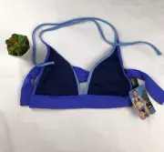 MOSSIMO Womens Triangle Swimwear Bikini Top light Blue/dark blue SZ/M NWT
