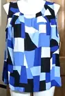 New w $69 Tag Size 2X Nine West Blue Geometric Sleeveless Chiffon Blouse