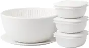 Like-IT LBK-S-01 Colander and Bowl (Plate & Steam Warming Set of 3) White Serve for One Pair (160-200 g) Rice Freezer Container (Moven/Dishwasher Safe), Made in Japan