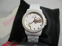 在飛比找Yahoo!奇摩拍賣優惠-Hello kitty watch 時尚時髦金造型白色陶瓷女