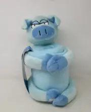 Huggable Friend Blue Pig Fleece Throw (50" X 60") with Sound Device with Button
