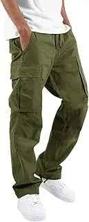 [THWEI] Mens Cargo Pants Casual Joggers Athletic Pants Cotton Loose Straight Sweatpants