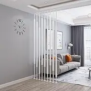 7pcs Room Divider, 155-300cm Tall Indoor Privacy Screen, Wall Partition Column Separator, Freestanding Separation for Office, Bedroom, Metal Slats Paravent, Black(7pcs-C,215cm/85in/7.05ft)