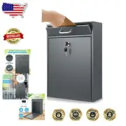 Durable Dark Gray Locking Mailbox - Large Capacity, Wall Mount Design, 4.71 lbs