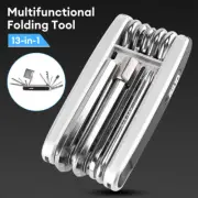 Bicycle Bike Repair Tool Bike Pocket Multi Function 13 in 1 Folding Tool Black