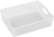 OHPHCALL Document Organizer Basket Large Size Plastic Storage Box Comfortable to Hold Handles White