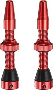 uxcell 2pcs Tubeless Valve Stems 40mm Aluminum Alloy Tubeless Valve Super Light No Leak Durable with 4 Hole and Caps Fit Most Bicycle Tubeless Rims, Red