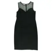 Aidan Mattox Women's Black Illusion Pleated Dress Size 10