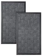 Front Door Mats, 2 Pc Set, 29.5 x 17, All Weather Entry and Back Yard, Indoor...