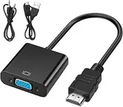 HDMI to VGA Cable Adapter, HDMI (Male) to VGA (Female) with 3.5mm Audio Jack Compatible for Monitor, Computer, Desktop, Laptop, PC, HDTV, Chromebook, Projector, Xbox and More (Black)