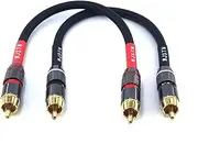 WJSTN-020 RCA to RCA Audio Cable, 1RCA Male to 1RCA Male Stereo Audio Cable Converter, Digital Stereo Audio Cable for subwoofer, Home Theater, high-Fidelity Audio-Double Shielding-2 Pack (6IN)