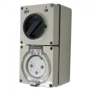 3PIN 32AMP - Combination Switched Socket Outlet - ROUND PINS Single Phase IP66