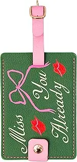 ban.do Getaway Suitcase Tag for Travel, Durable Vegan Leather Luggage Identifier, Miss You Already