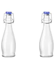10 Strawberry Street Set of 2 Indro Medium Swing Top Bottles with Blue Lid