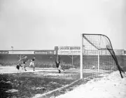 Bolton Wanderers' Nat Lofthouse scores past Luton Town goalkeeper - Old Photo