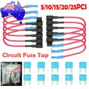 25/5x Car Add-A-Circuit Fuse Tap Adapter Holder+Small ACS Blue Blade Fuse Kit