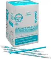 phade Eco-Friendly 7.75" 375 Count Jumbo Drinking Straws - Sustainable Marine Bi