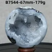 B7544-67mm-179g Natural agate spherulite geode ball quartz crystal Reiki healing
