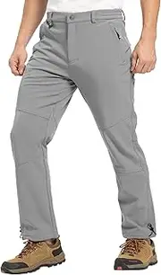 [Rdruko] Mens Waterproof Trousers Fleece Lined Winter Warm Ski Trousers Outdoor Hiking Walking Walking Camping Pants with Zip Pocket