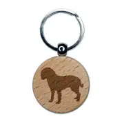 American Water Spaniel Dog Solid Engraved Wood Round Keychain Tag Charm