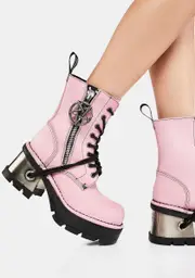 [New Rock] Pink Pentagram M-1045-C11 Combat Boots