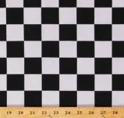 1.5" Racing Check Black White Lightweight Cotton Blend Fabric by Yard D341.13