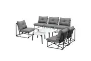 Livsip Outdoor Sofa Set 8 Piece Patio Lounge Setting Table Chairs Grey