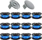 String Trimmer Line 0.065'' Replacement Spool for Ryobi One Plus AC14RL3A 18V 24V 40V Auto Feed Cordless Weed Eater Spools Line with AC14HCA Cap Covers (12 Spools + 2 Caps)