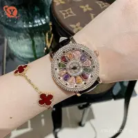 在飛比找蝦皮購物優惠-節日禮物時尚女朋友禮物新款時來運轉女士手錶防水大表盤滿鑽手錶