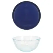 Pyrex 7403 10 Cup Sculpted Glass Mixing Bowl and 7403-PC Blue Lid