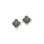 14K White Gold Black Real Diamond Post Earrings