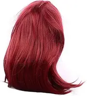 Women Short Red Wig, Stylish Bob with Hair Bangs, Elastic Band Shoulder Length Straight Bob Synthetic Hair Wigs for Girl Cosplay Party White Women Daily