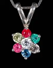Red Emerald & Rainbow Beryl Flower Pendant in 18K White Gold Aquamarine Heliodor