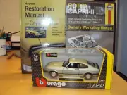 BBURAGO 1:24 FORD CAPRI MK3 2.8 INJ SPECIAL + HAYNES BUYING GUIDE + WALL PLAQUE