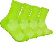 [Hycome] 4Pairs Socks Sport Running Calf Socks Performance Cushioned Breathable Crew Socks for Men Women