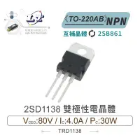 在飛比找Yahoo!奇摩拍賣優惠-『聯騰．堃喬』2SD1138 NPN 雙極性電晶體 80V/