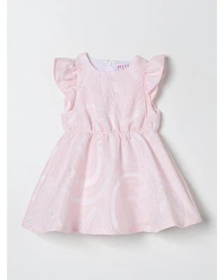 Pucci Infant Dress Flutter Sleeves Swirl Design Kids Pink Rompers
