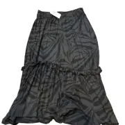 Evereve Z Supply XL Skirt black LEISEL Tropical Zebra Print Stretch $88 NEW