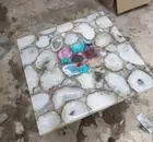 White Agate Coffee Table Top for Bedroom Decor Antique Handicraft Furniture