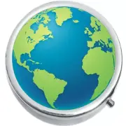 Earth World Globe Green Blue Medicine Pill Box