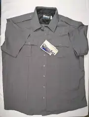 Blauer 8910 Mens 2XL (18-18.5) Reg Short Sleeve Rayon Blend Grey Heath New NWT