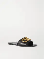[Valentino Garavani] Valentino Garavani - Go Logo Embellished Leather Slides - Black - IT35 IT 35 Black