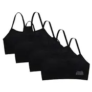 [Katutude] 4 Pack Girls Sports Bra Padded Training Bra Removable Pads Wireless Bra Elastic Strap Crop Cami for Girls 8-15 Years