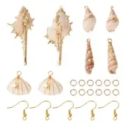 4Pairs DIY Natural Shell Pendants Golden For Dangle Earring Making Kits 50~92mm