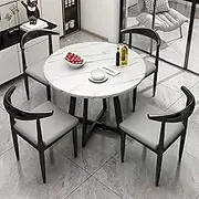 Snaweo Office Reception Room Club Table and Chair Set, Small Conference Room Negotiation Table Sets, Negotiation Table and 4 PU Leather Chairs, Coffee Table and Chair Set, for Family Apartment(Gray,27
