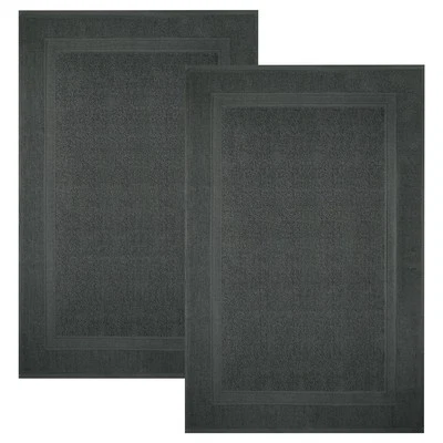 Infinitee Xclusives Premium Cotton Banded Grey Bath Mats – Pack of 2, 22x34