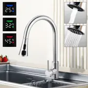 ACA LCD Temperature Display Pull Out Kitchen Mixer Tap Brass Swivel Sink Faucet